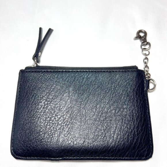 The Sak Black Leather Keychain Credit Card Holder Embossed Floral Coin Storage - Picture 7 of 11
